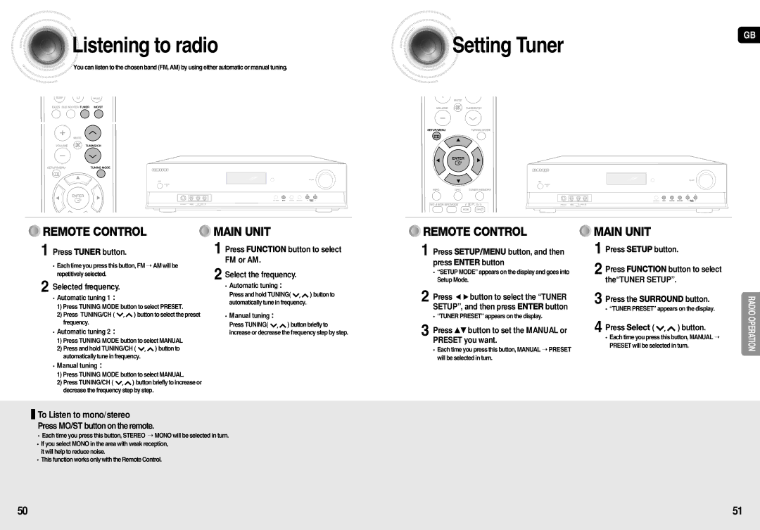 Samsung HT-AS710R/XEU, AV-R710R/ELS, HT-AS710R/ELS Listening to radio, Press Tuner button, FM or AM, Selected frequency 