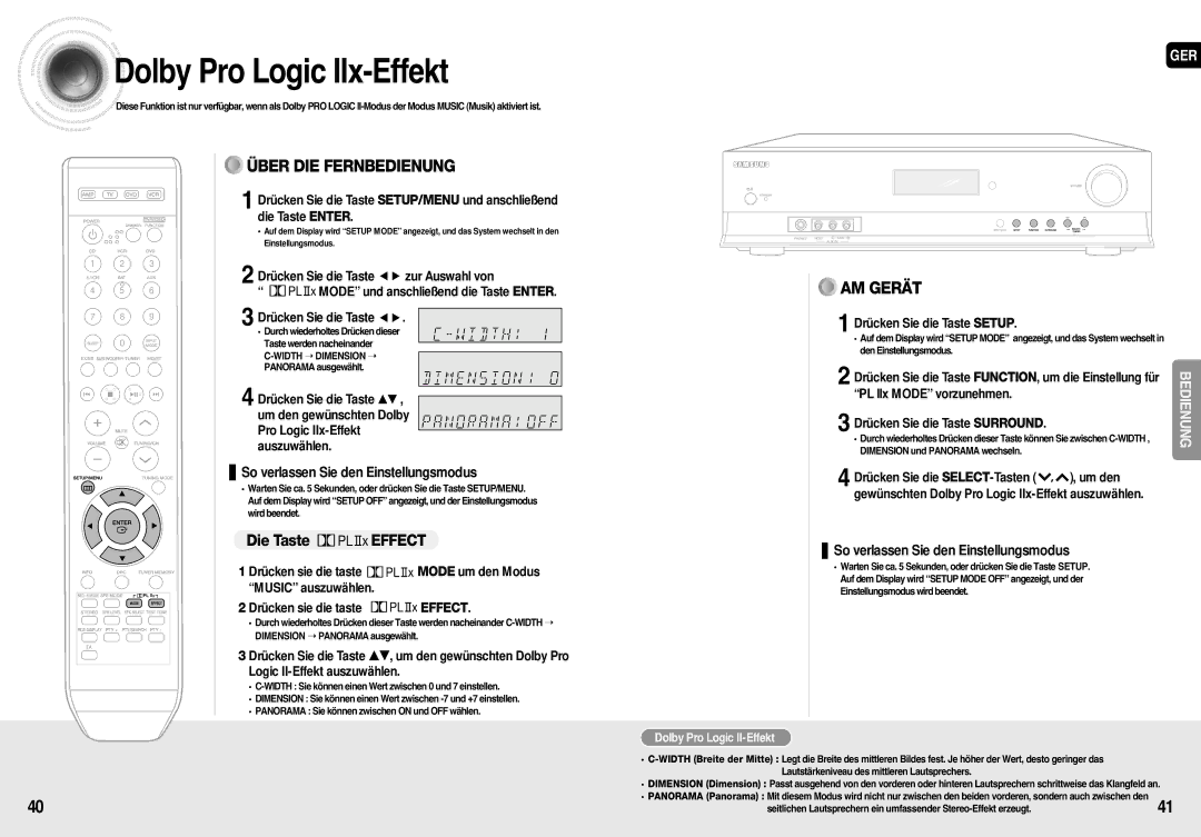 Samsung HT-AS710R/ELS manual Dolby Pro Logic IIx-Effekt, Die Taste Effect, Zur Auswahl von, Dolby Pro Logic II-Effekt 