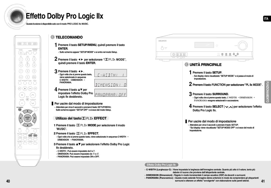 Samsung AV-R710R/ELS manual Utilizzo del tasto Effect, Per selezionare, Effetto Dolby Pro Logic llx 