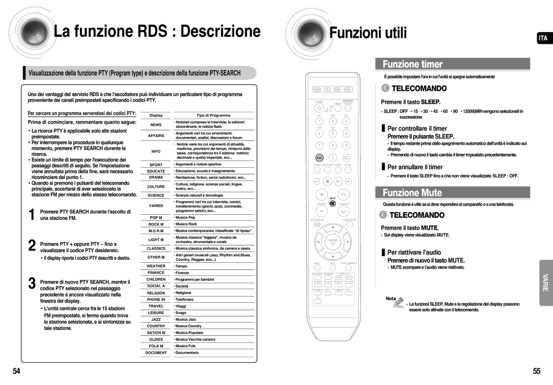 Samsung AV-R710R/ELS manual Funzioni utili, Per controllare il timer, Per annullare il timer, Per riattivare laudio 