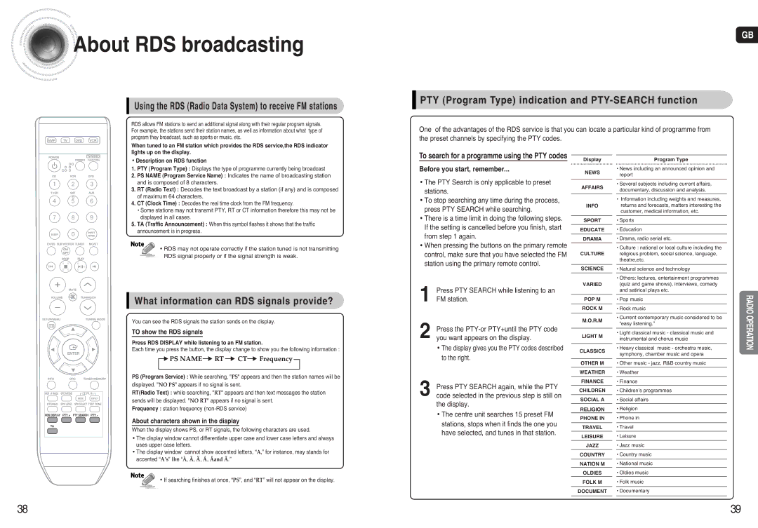 Samsung AV-R720, HT-AS720 instruction manual About RDS broadcasting, Using the RDS Radio Data System to receive FM stations 