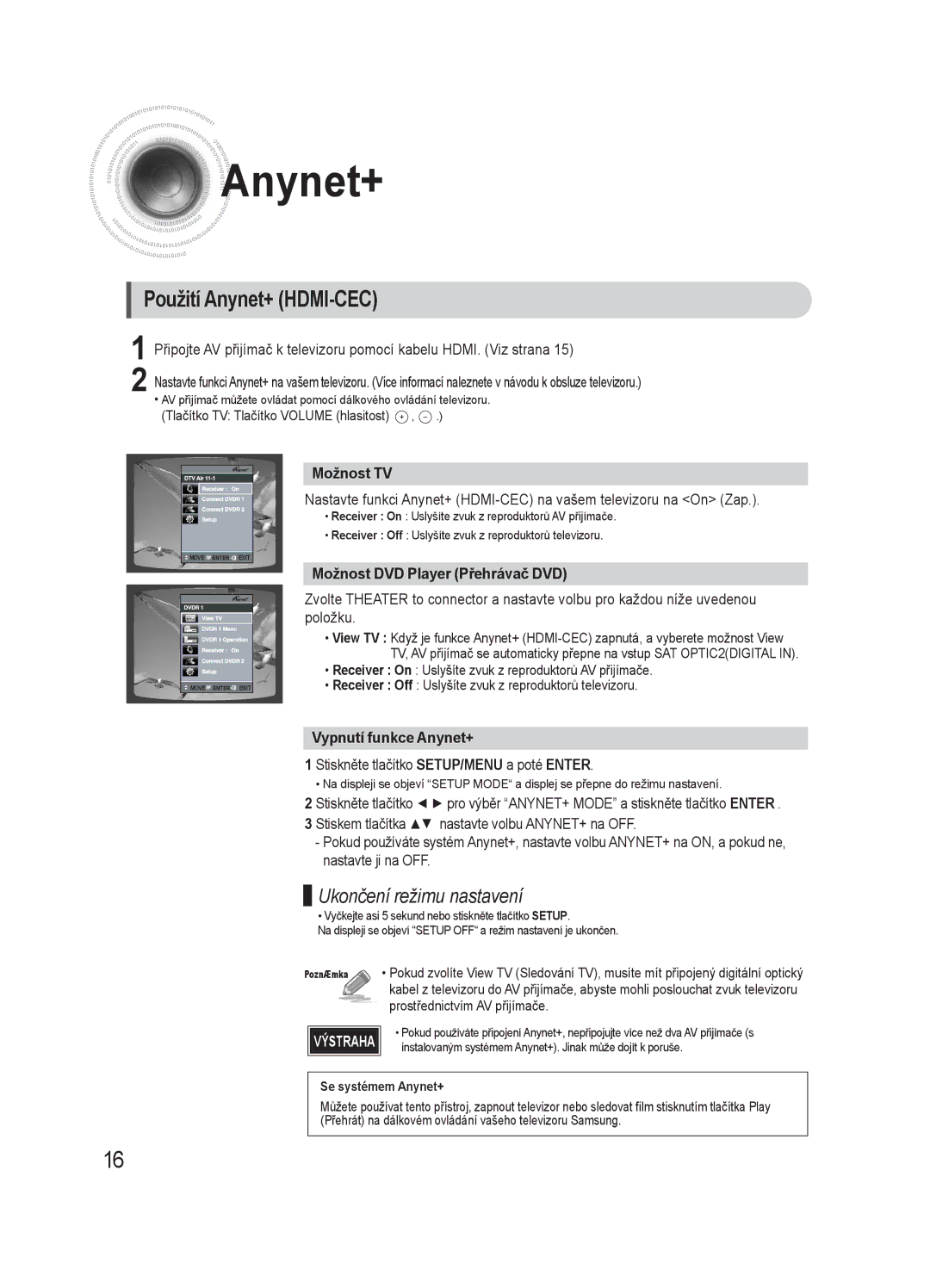 Samsung AV-R720R/XEO, HT-AS720SR/EDC manual Použití Anynet+ HDMI-CEC 