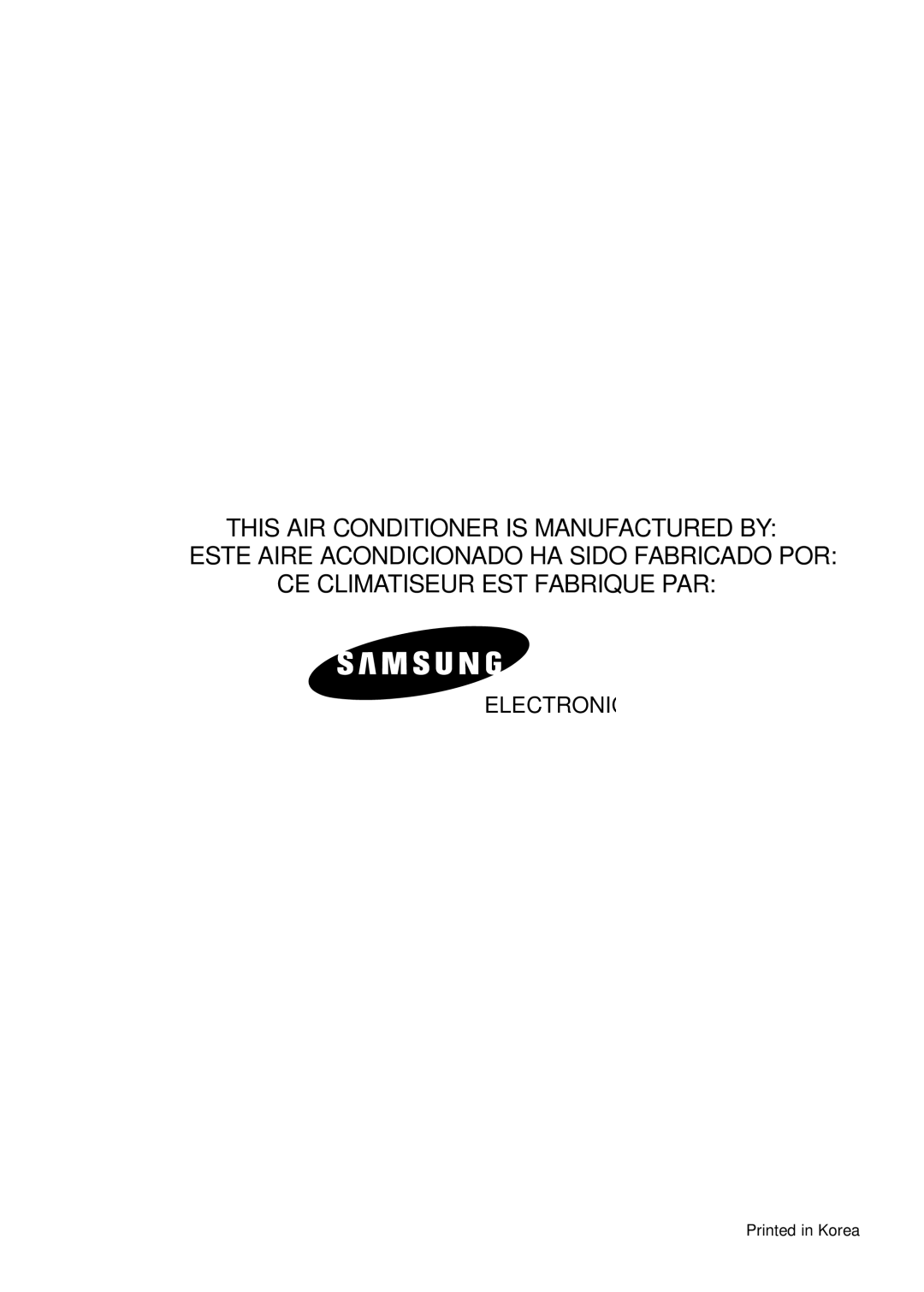 Samsung AVMCH105EA(B)0, AVMCC105EA(B)0, AVMCC070EA(B)0, AVMCH070EA(B)0, AVMCH052EA(B)0, AVMCC052EA(B)0 Electronics 