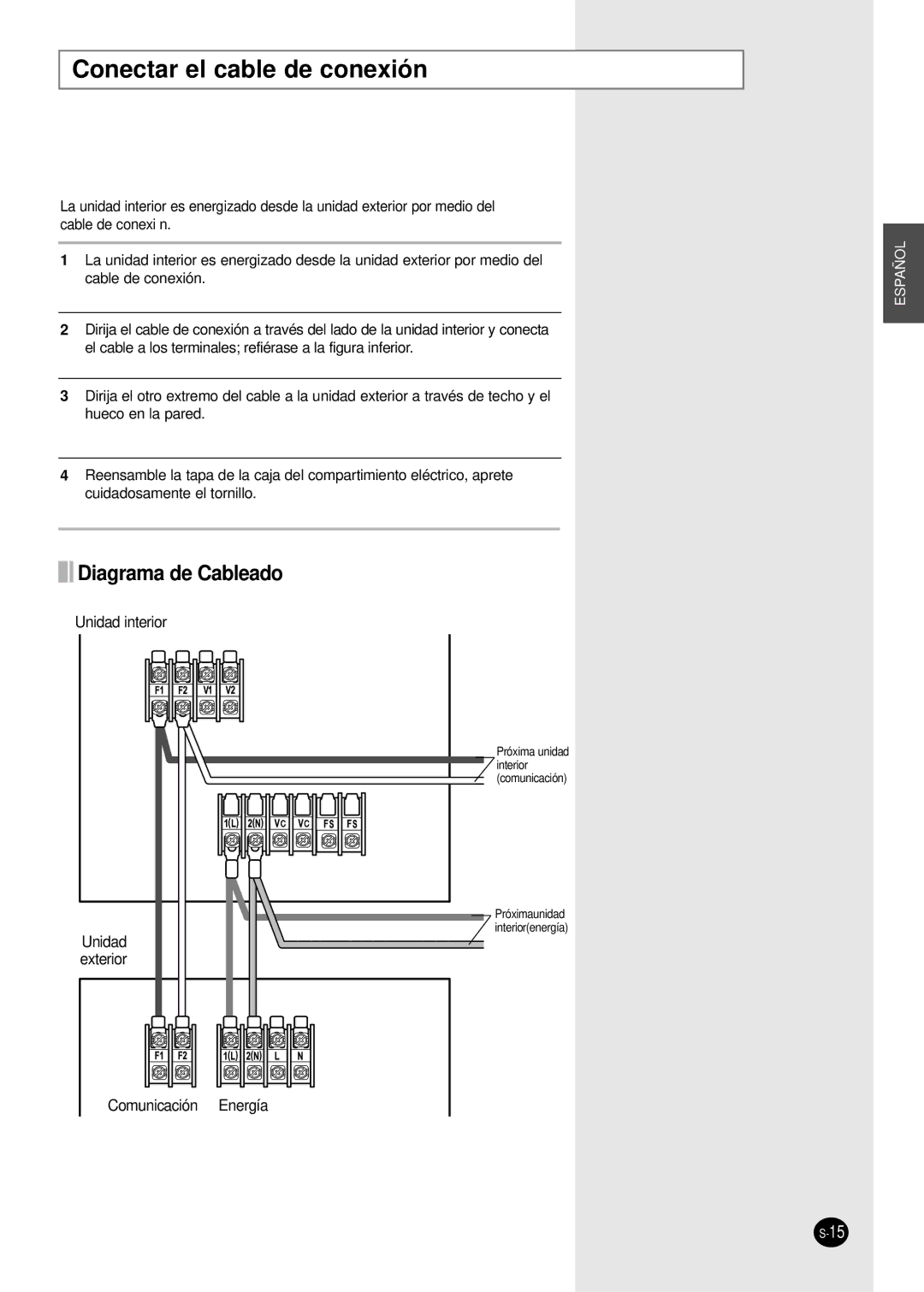 Samsung AVMCH128CA1, AVMCH052CA1, AVMCH105CA1, AVMCH128EA, AVMCH140CA1 Conectar el cable de conexión, Diagrama de Cableado 