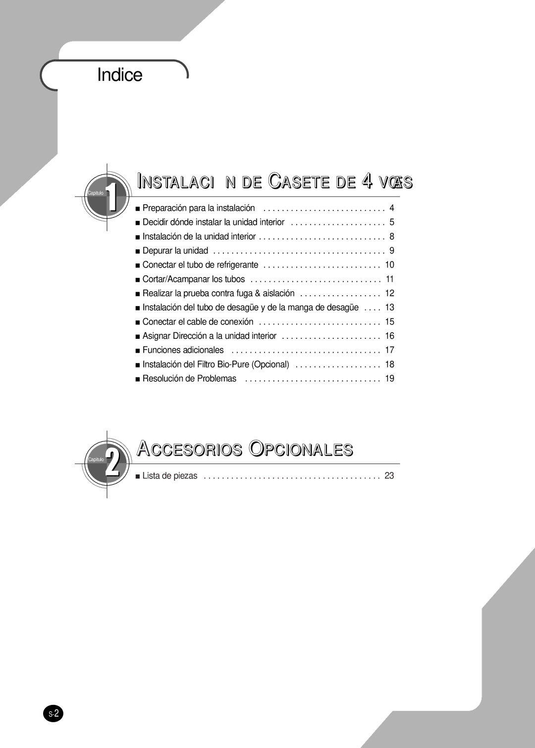 Samsung AVMCH128EA, AVMCH052CA1, AVMCH105CA1, AVMCH140CA1, AVMCH070EA, AVMCH128CA1, AVMCH140EA, AVMCH052EA, AVMCH105EA Indice 