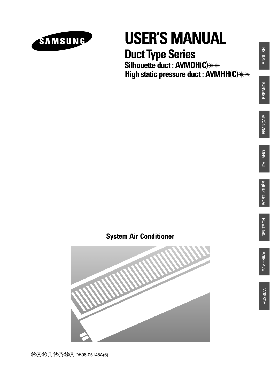 Samsung AVMDH(C) user manual Duct Type Series, Silhouette duct AVMDHC, High static pressure duct AVMHHC 