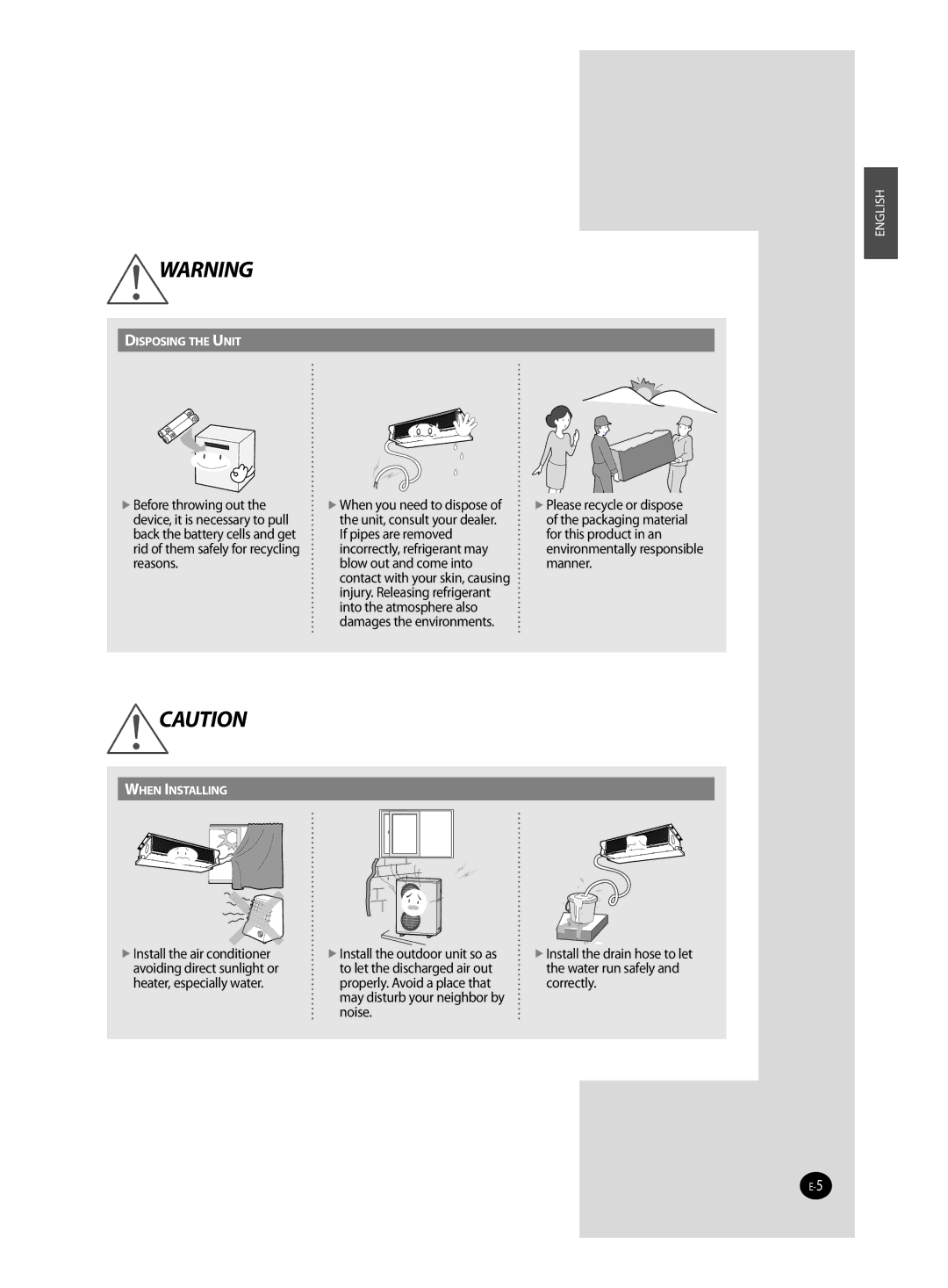 Samsung AVMDH, AVMHH user manual Install the outdoor unit so as 