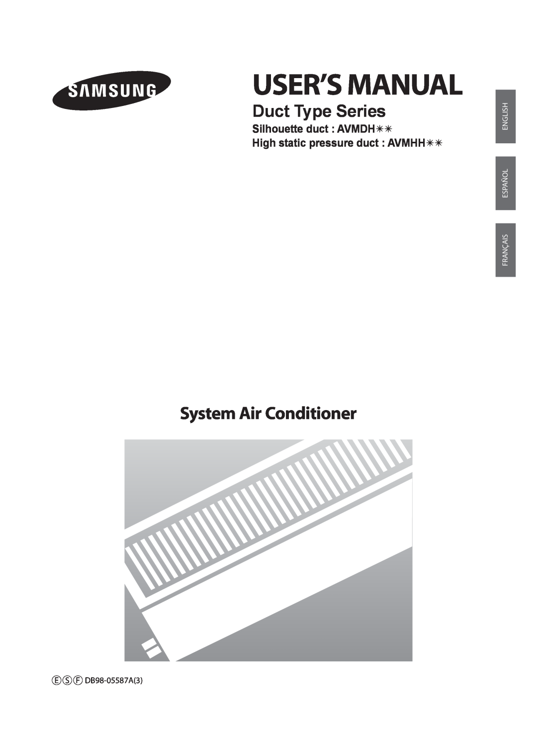 Samsung user manual Duct Type Series, Silhouette duct AVMDH, High static pressure duct AVMHH 