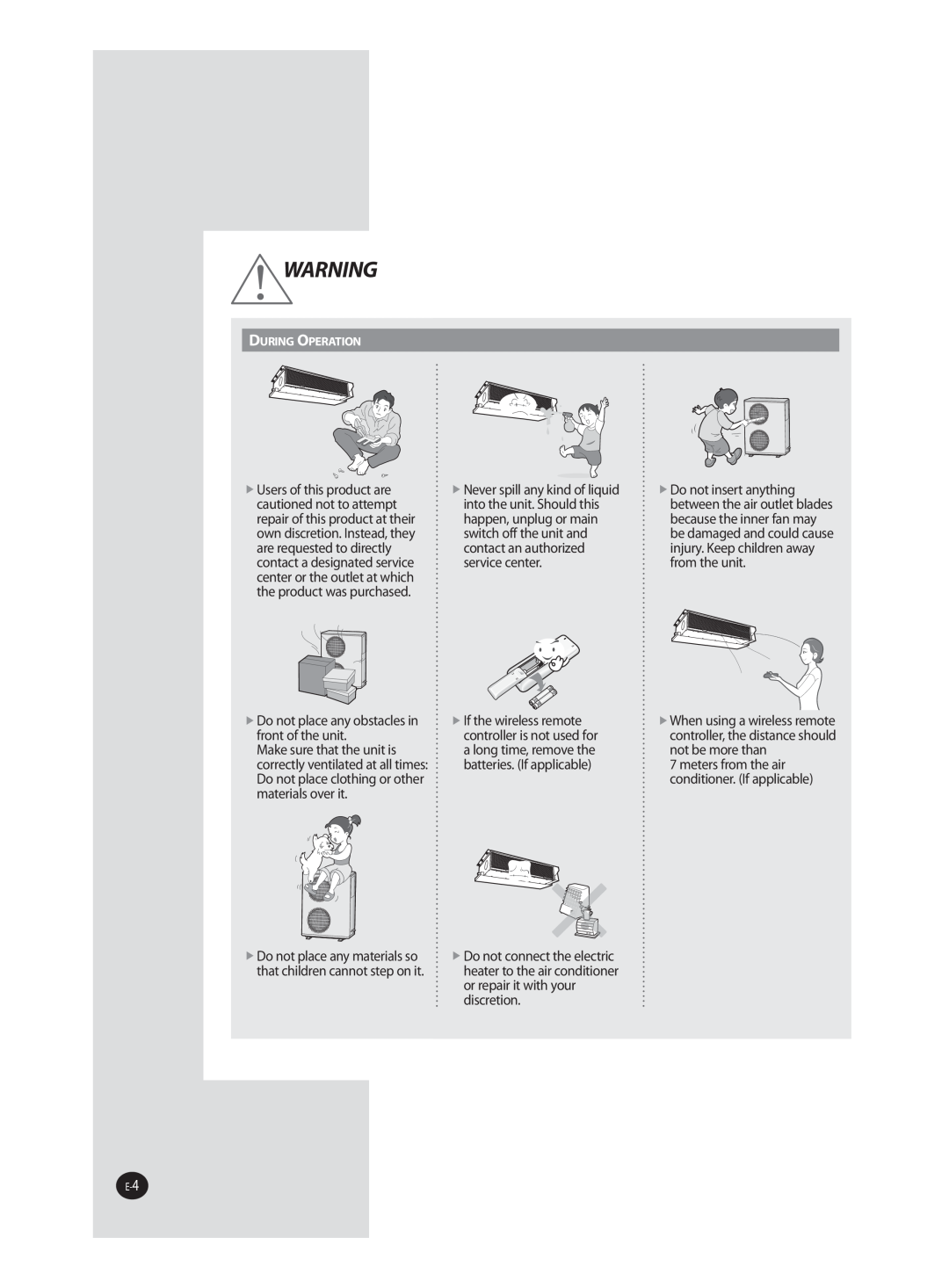Samsung AVMHH, AVMDH user manual Do not place any obstacles in front of the unit 