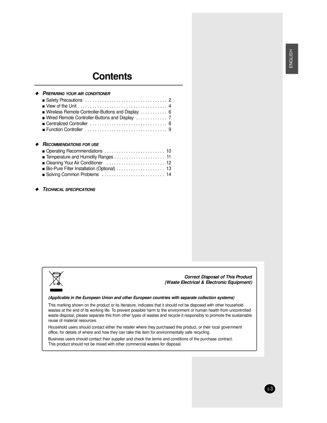 Samsung AVMKC020EA(B)0, AVMKC035EA(B)0, AVMKH020EA(B)0, AVMKC026EA(B)0, AVMKH026EA(B)0, AVMKH035EA(B)0 Contents 