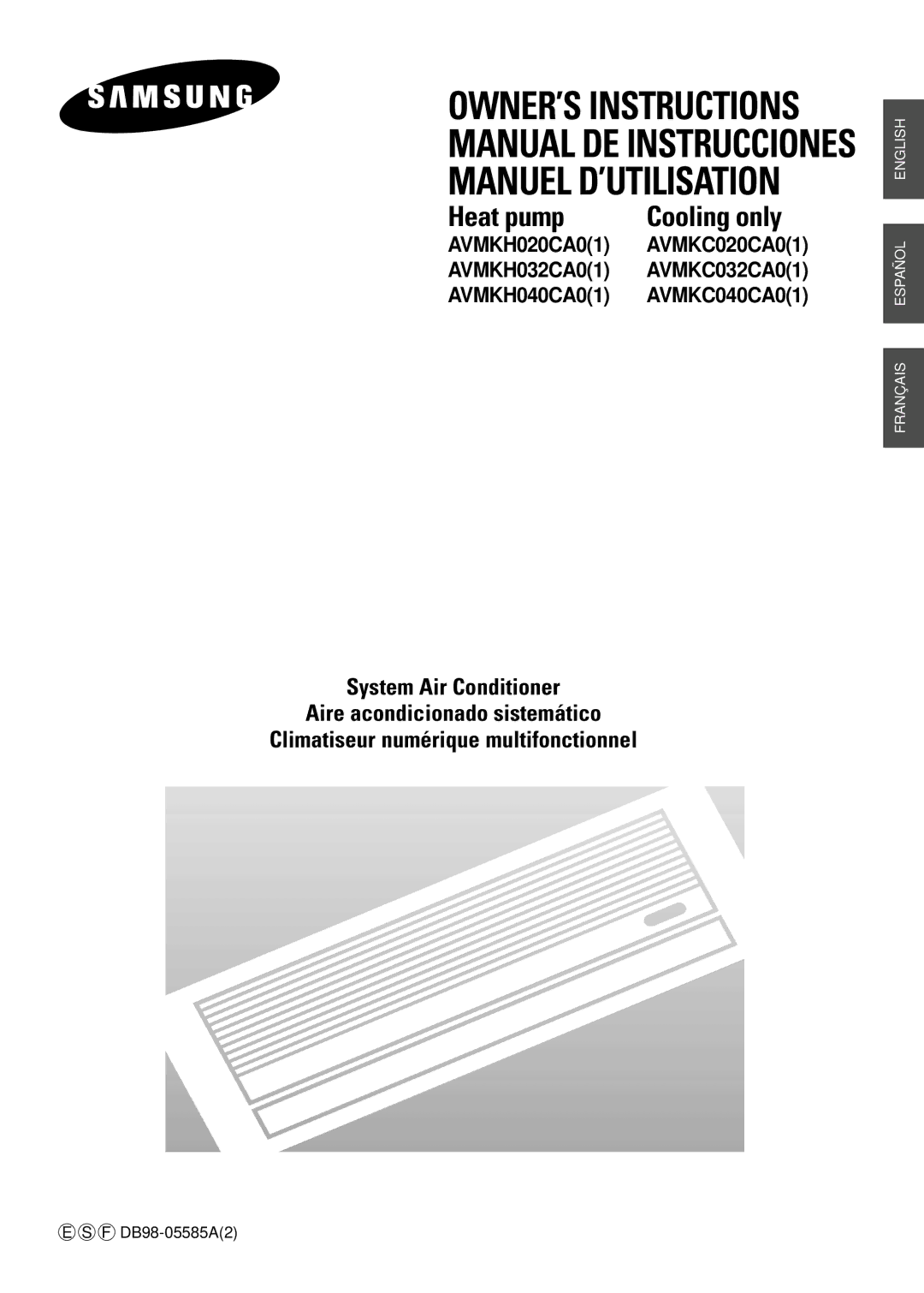 Samsung AVMKC032CA0(1), AVMKH020CA0(1), AVMKC040CA0(1) manuel dutilisation Manual DE Instrucciones Manuel D’UTILISATION 