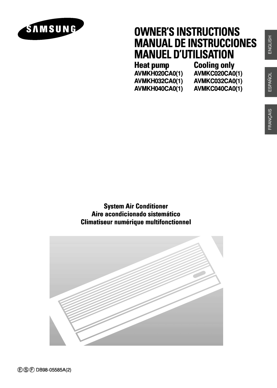 Samsung AVMKC032CA0(1) manuel dutilisation System Air Conditioner Aire acondicionado sistemático, Owner’S Instructions 