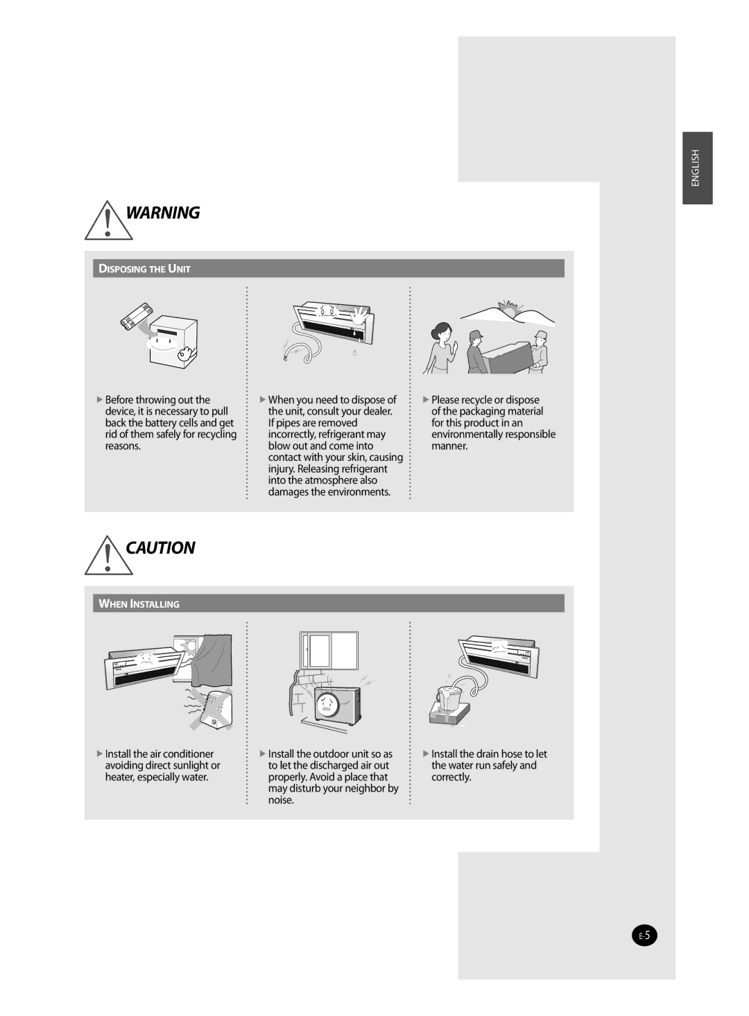 Samsung AVXC4**, AVMKH(C)**, AVMCH(C)**, CH(C)***EZM*, CH***EAV*, CH(C)***EAM*, AVXC2**, AVXC1** Install the outdoor unit so as 