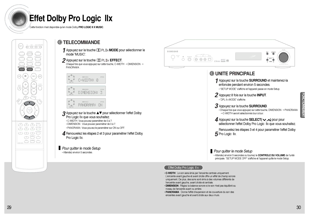 Samsung AVR700RH/ELS manual Effet Dolby Pro Logic llx, Appuyez 8 fois sur la touche Input, Pour pour 