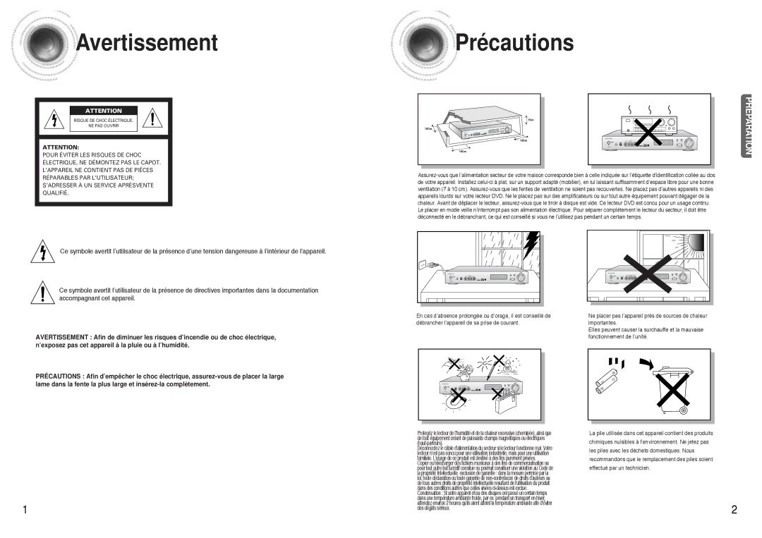 Samsung AVR700RH/ELS manual Avertissement 