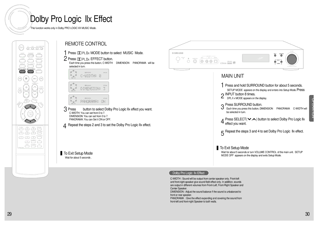 Samsung AVR700RH/ELS manual Dolby Pro Logic llx Effect, Input button 8 times 