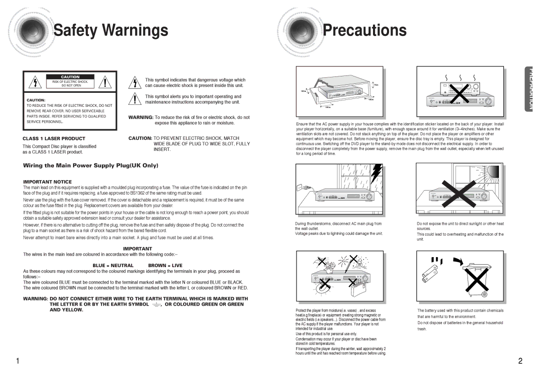 Samsung AVR700RH/ELS manual Safety Warnings Precautions 