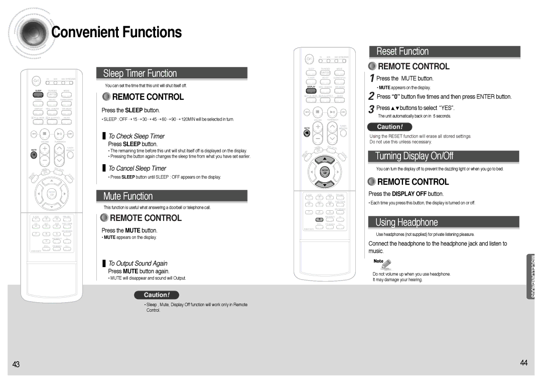 Samsung AVR700RH/ELS manual Convenient Functions 