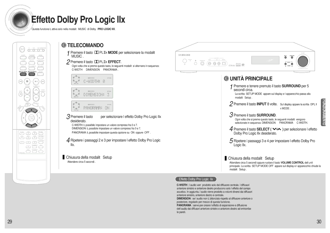 Samsung AVR700RH/ELS manual Effetto Dolby Pro Logic llx, Per selezionare l’effetto, Premere il tasto Input 8 volte 