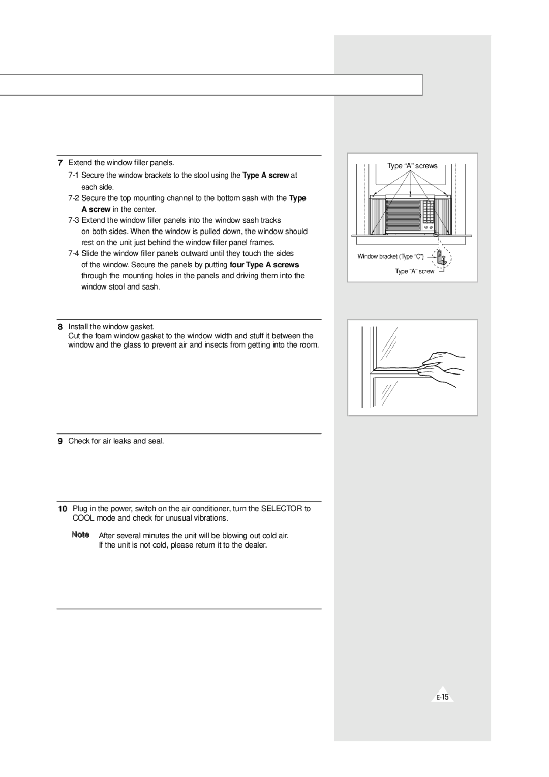 Samsung AW0500 AW0500A manual Type a screws 