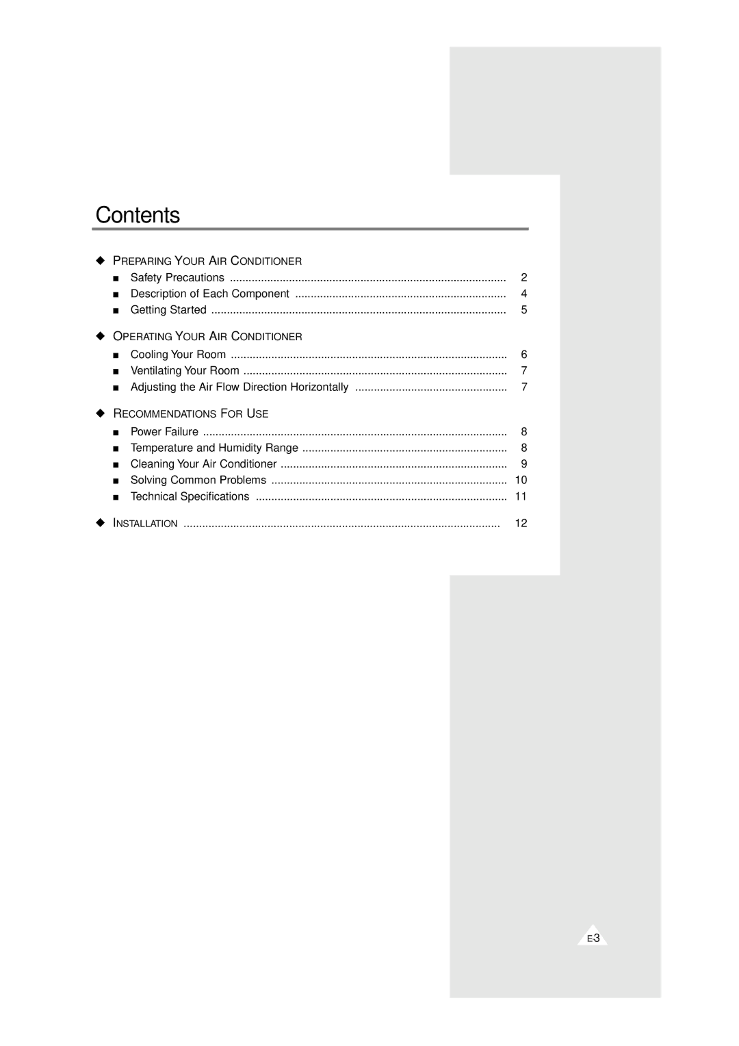 Samsung AW0500 AW0500A manual Contents 