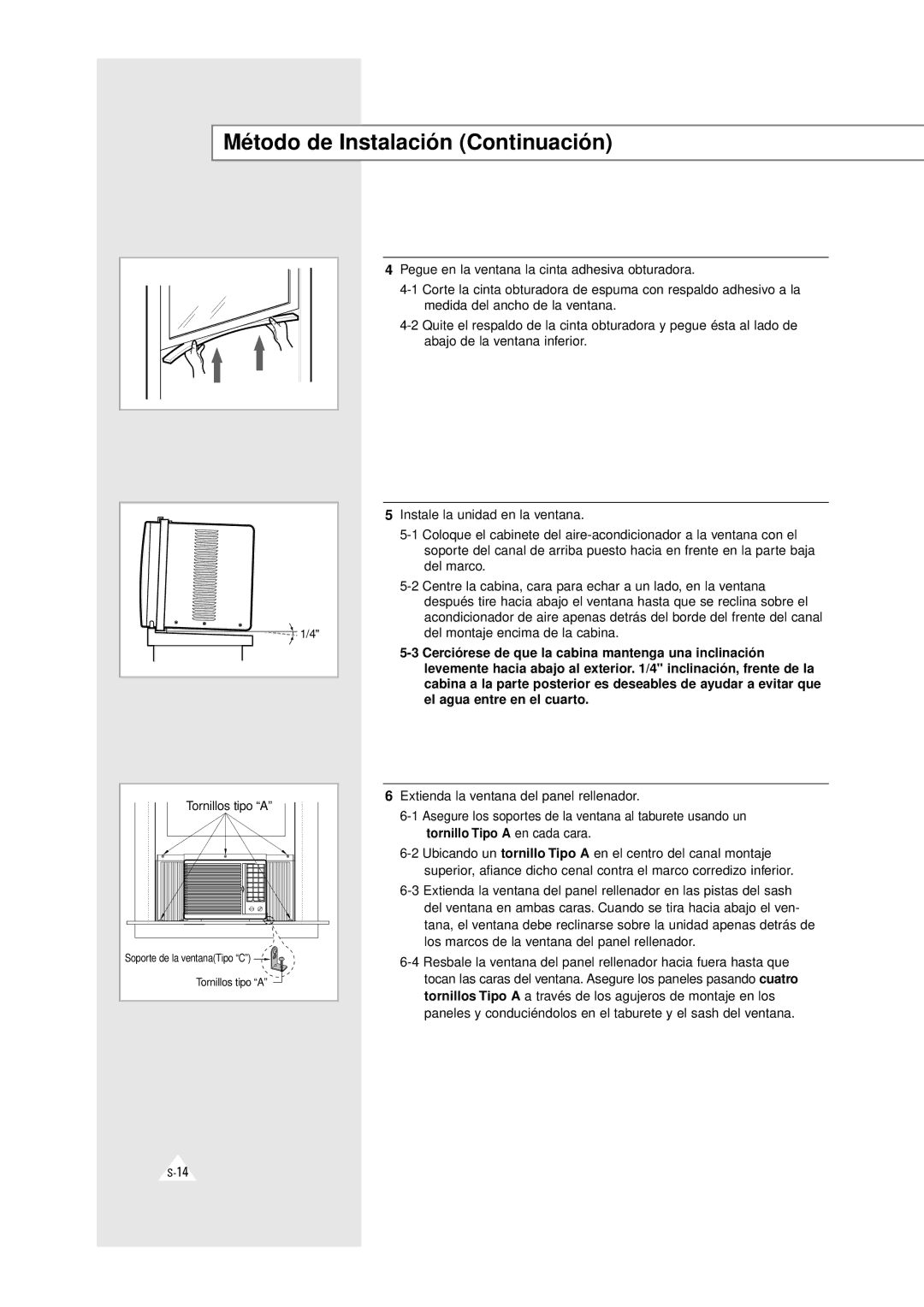 Samsung AW0500A, AW0510C manual Método de Instalación Continuación 