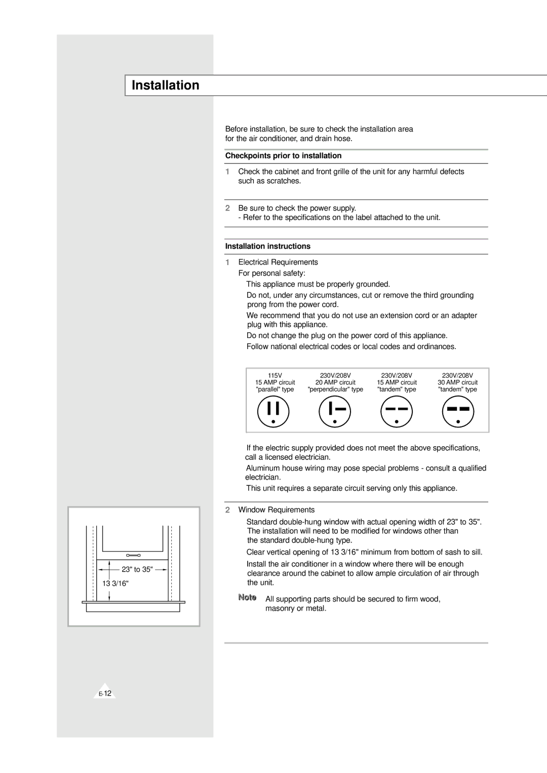 Samsung AW0529 manual 23 to, Checkpoints prior to installation, Installation instructions 