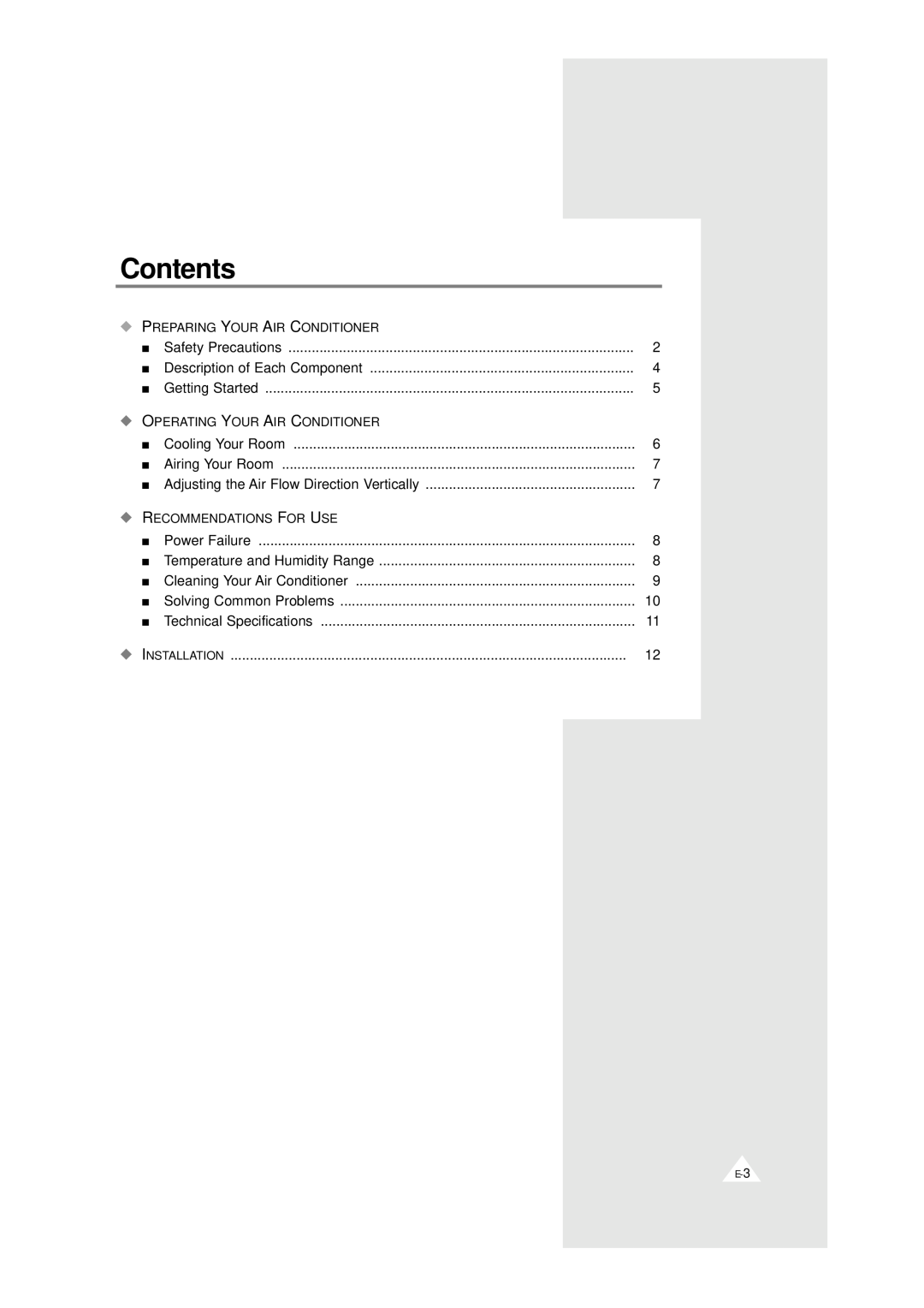 Samsung AW0529 manual A Ir C, Contents 