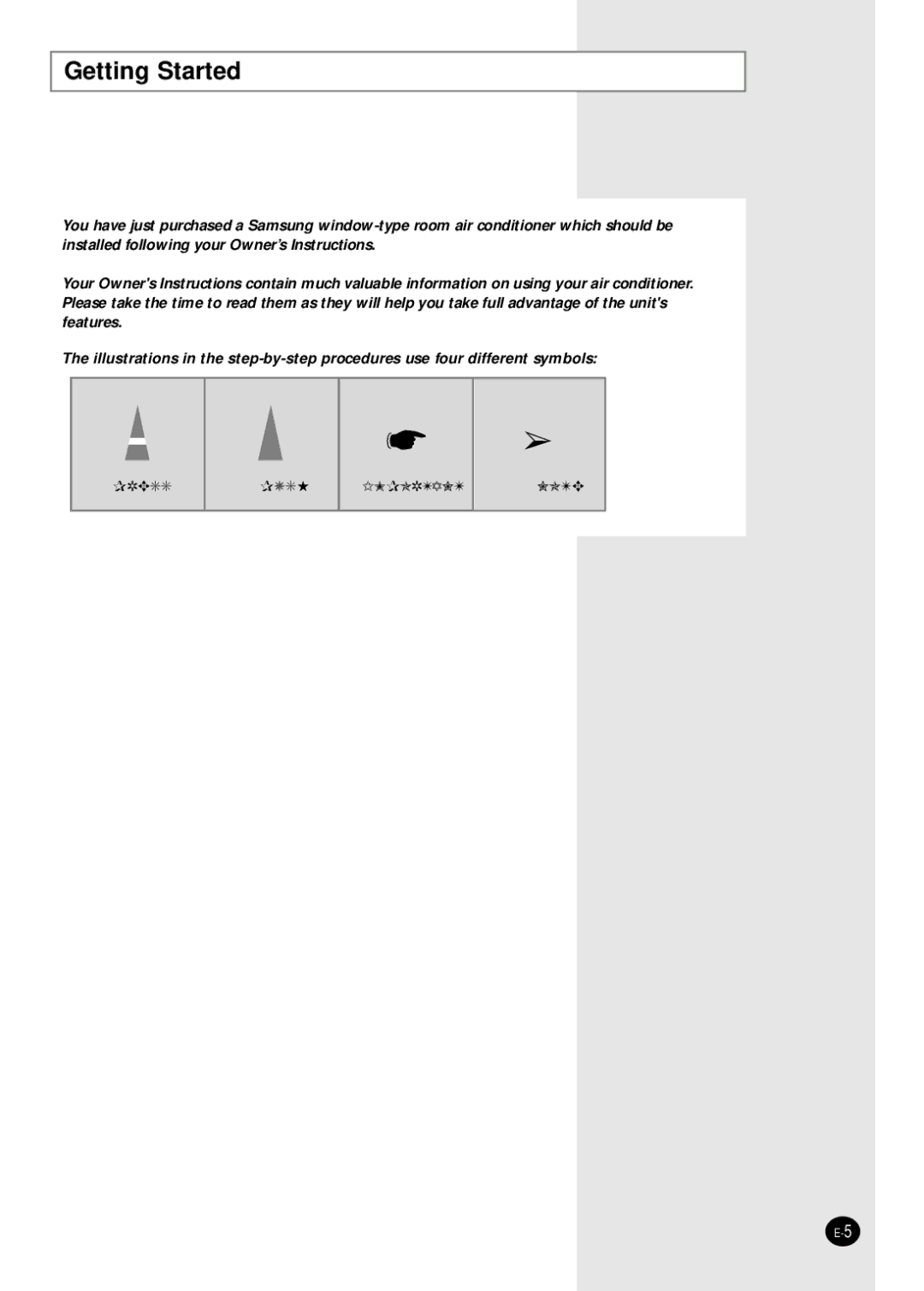 Samsung AW0595M manual Getting Started 