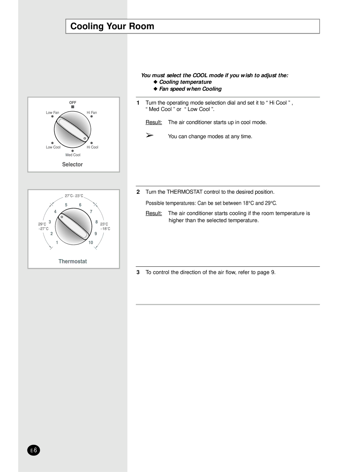 Samsung AW0595M manual Cooling Your Room 