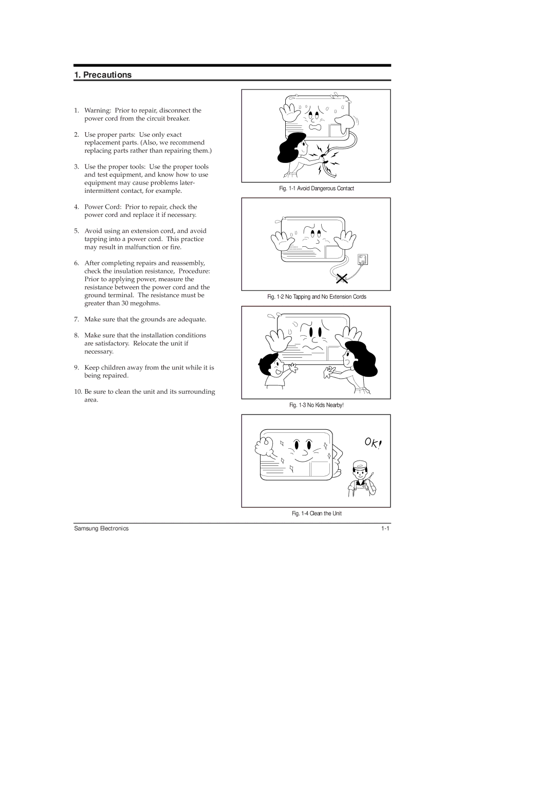 Samsung AW05B05A(AW0500 specifications Precautions, Avoid Dangerous Contact 