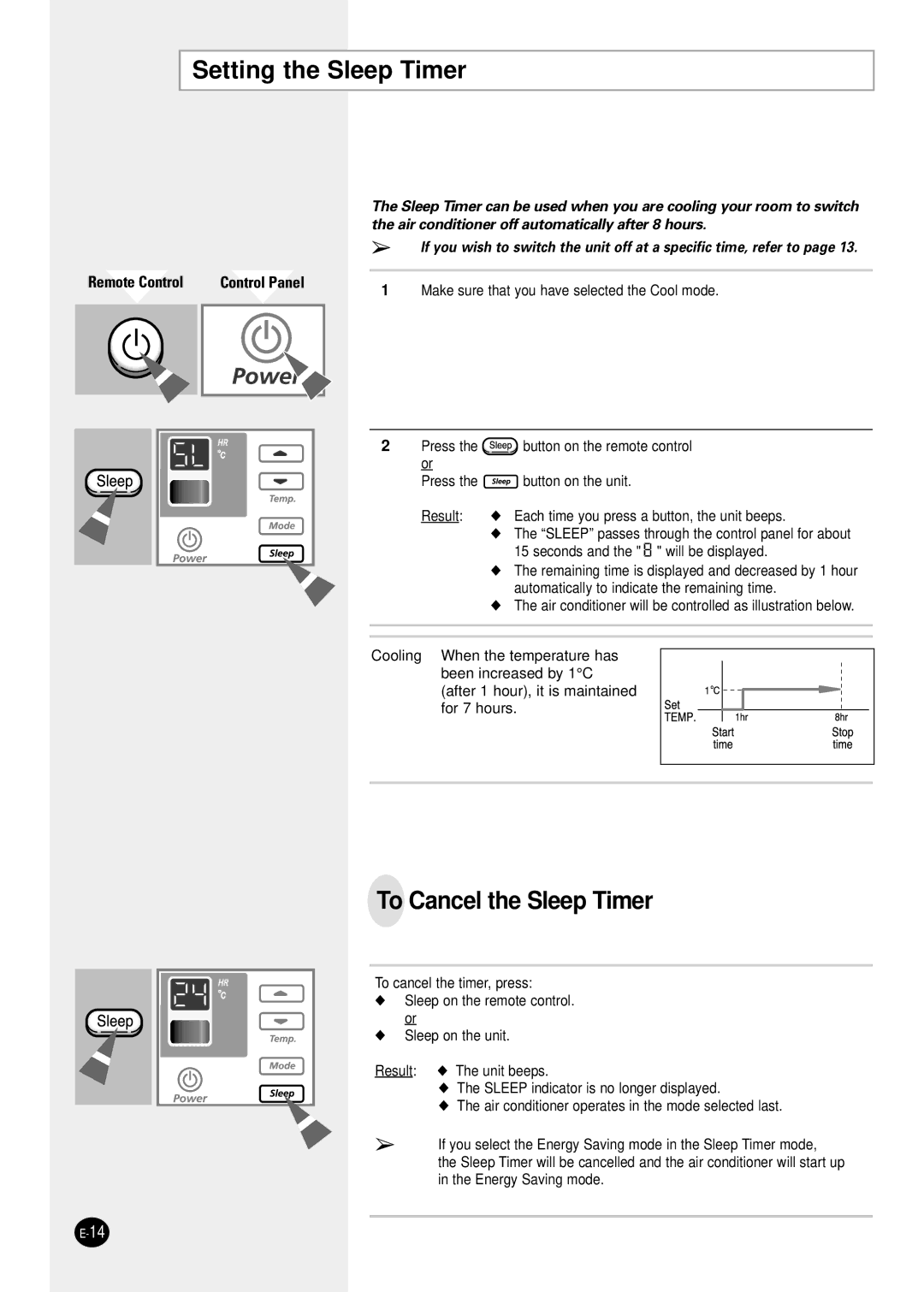 Samsung AW0601B manual Setting the Sleep Timer, To Cancel the Sleep Timer 