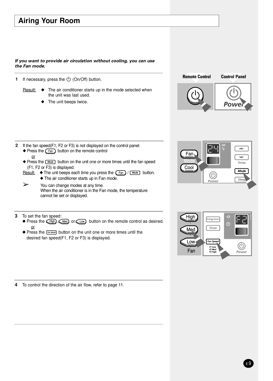 Samsung AW0601B manual Airing Your Room 