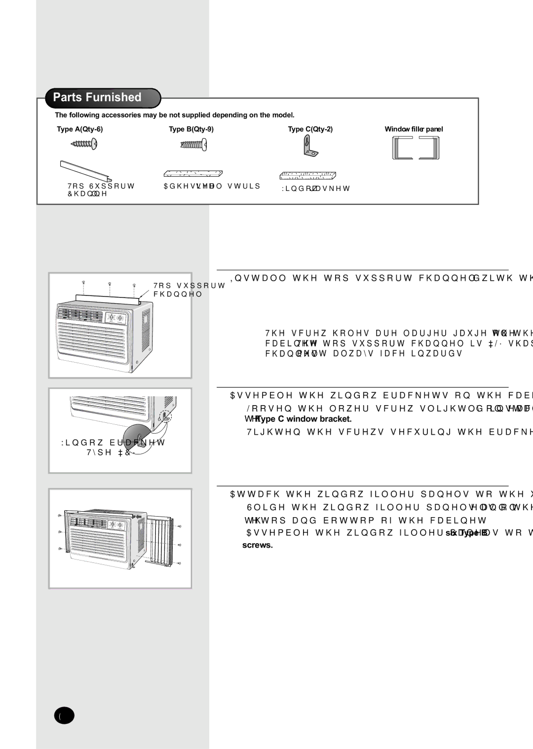 Samsung AW060CM, AW050CM manual 3DUWVXUQLVKHG, 7LJKWHQWKHVFUHZVVHFXULQJWKHEUDFNHWV 