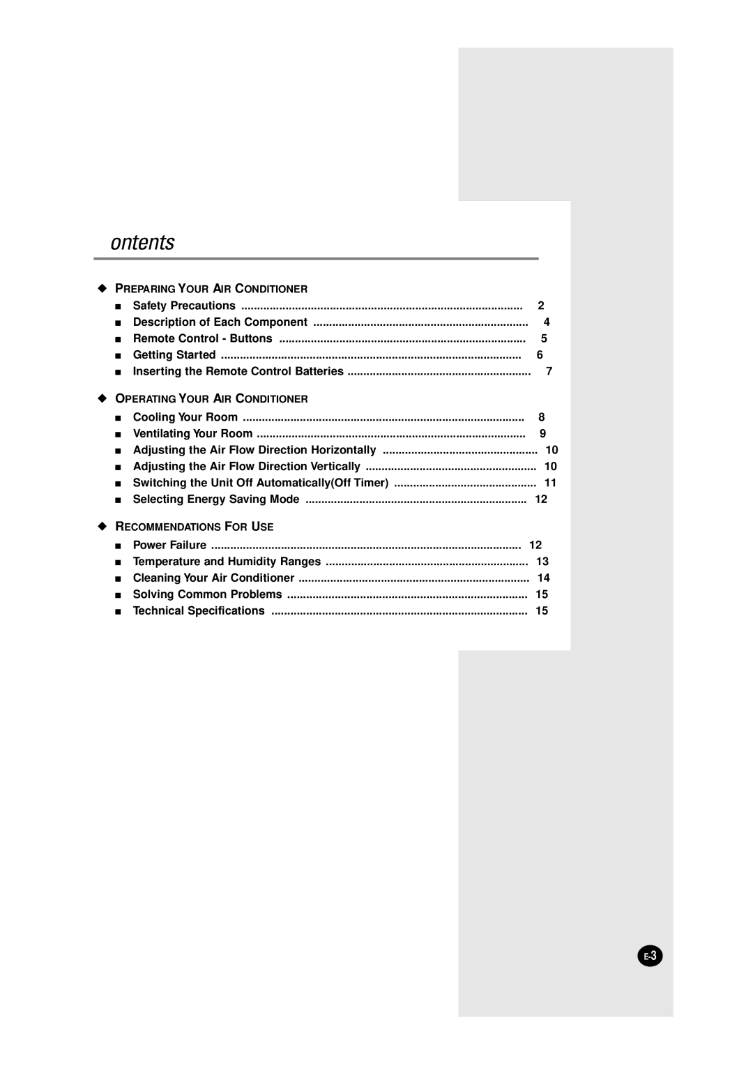 Samsung AW0890, AW0690, AW1290, AW1090 manual Contents 