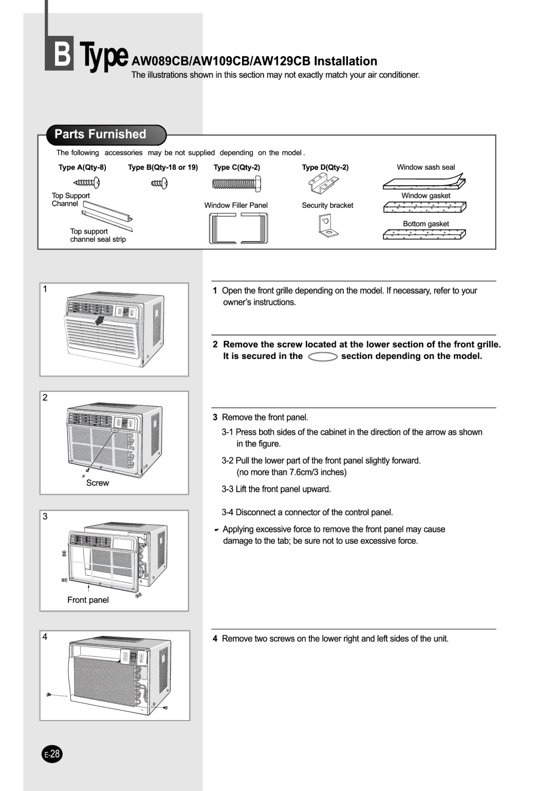 Samsung AW109CB, AW069CB, AW189CB, AW129CB, AW149CB, AW089CB manual 