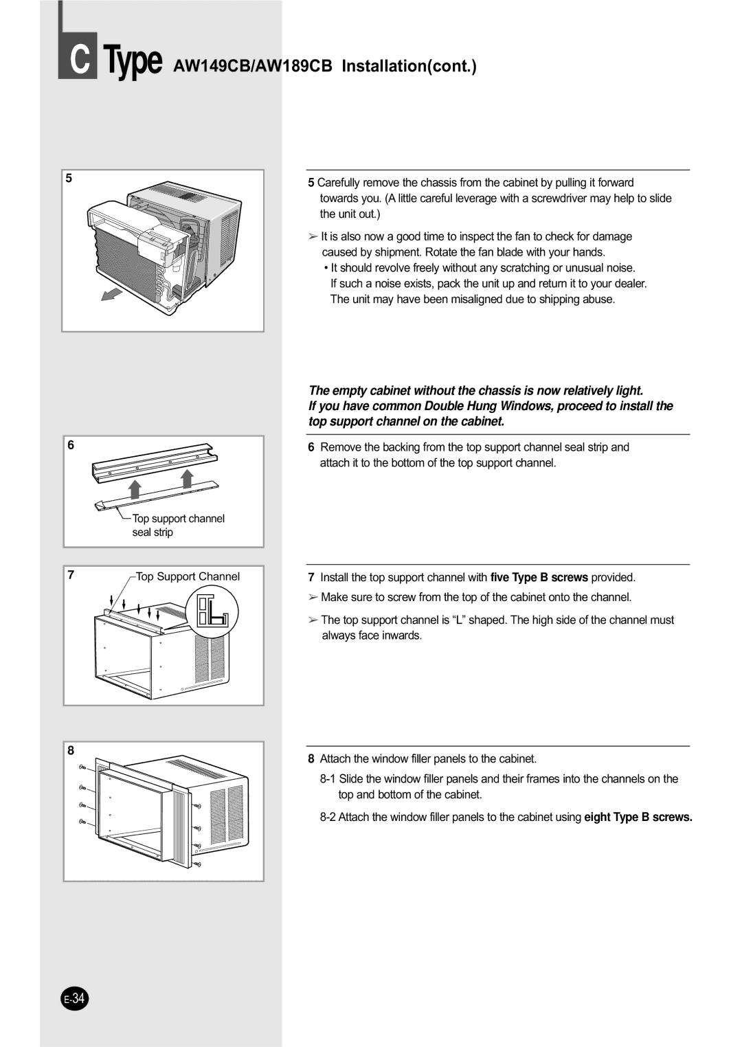 Samsung AW109CB, AW069CB, AW129CB, AW149CB, AW089CB manual Type $149CB/AW189CB ,QVWDOODWLRQcont 