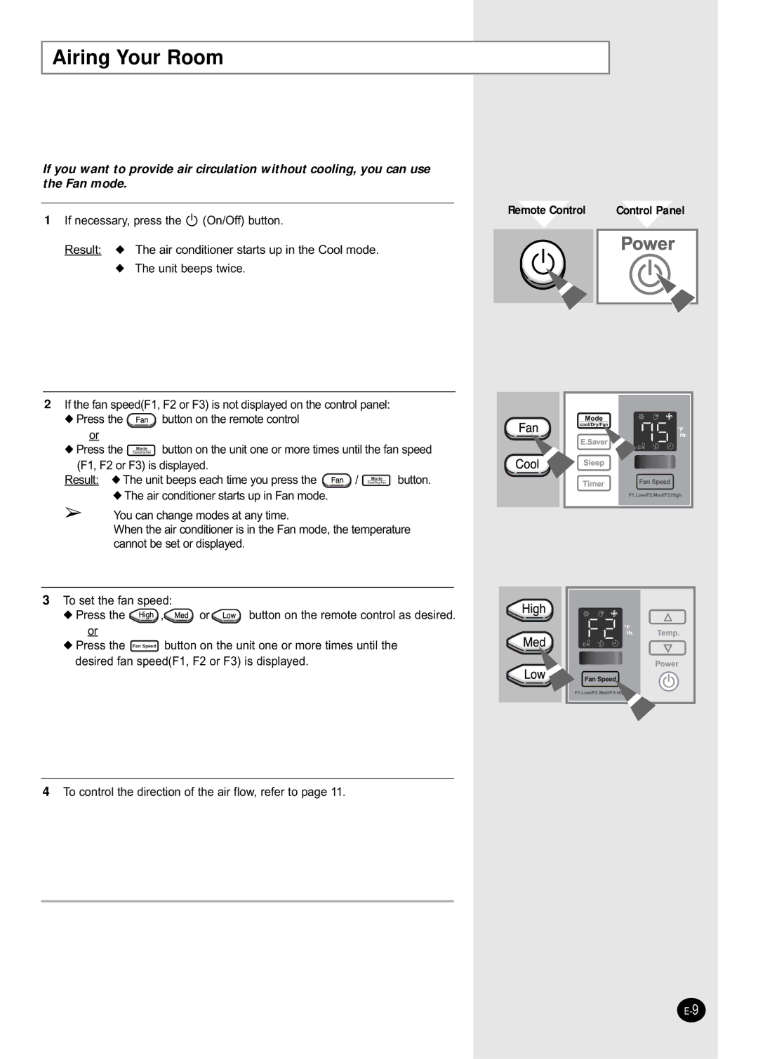 Samsung AW149CB, AW069CB, AW189CB, AW129CB, AW109CB, AW089CB manual Airing Your Room 