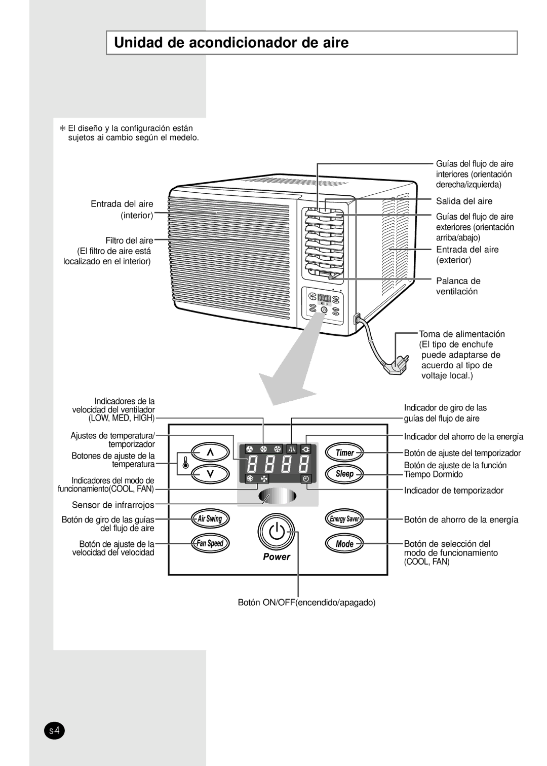 Samsung AW12FAMAA/BA/CA/DA/EA, AW06FASAA, AW09FASAA/BA/DA/EA, AW07FASAA/AB/BA/DA/EA Unidad de acondicionador de aire 