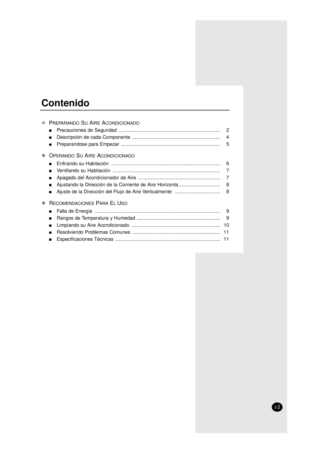 Samsung AW1000, AW0700A, AW1200, AW0800 manual Contenido 