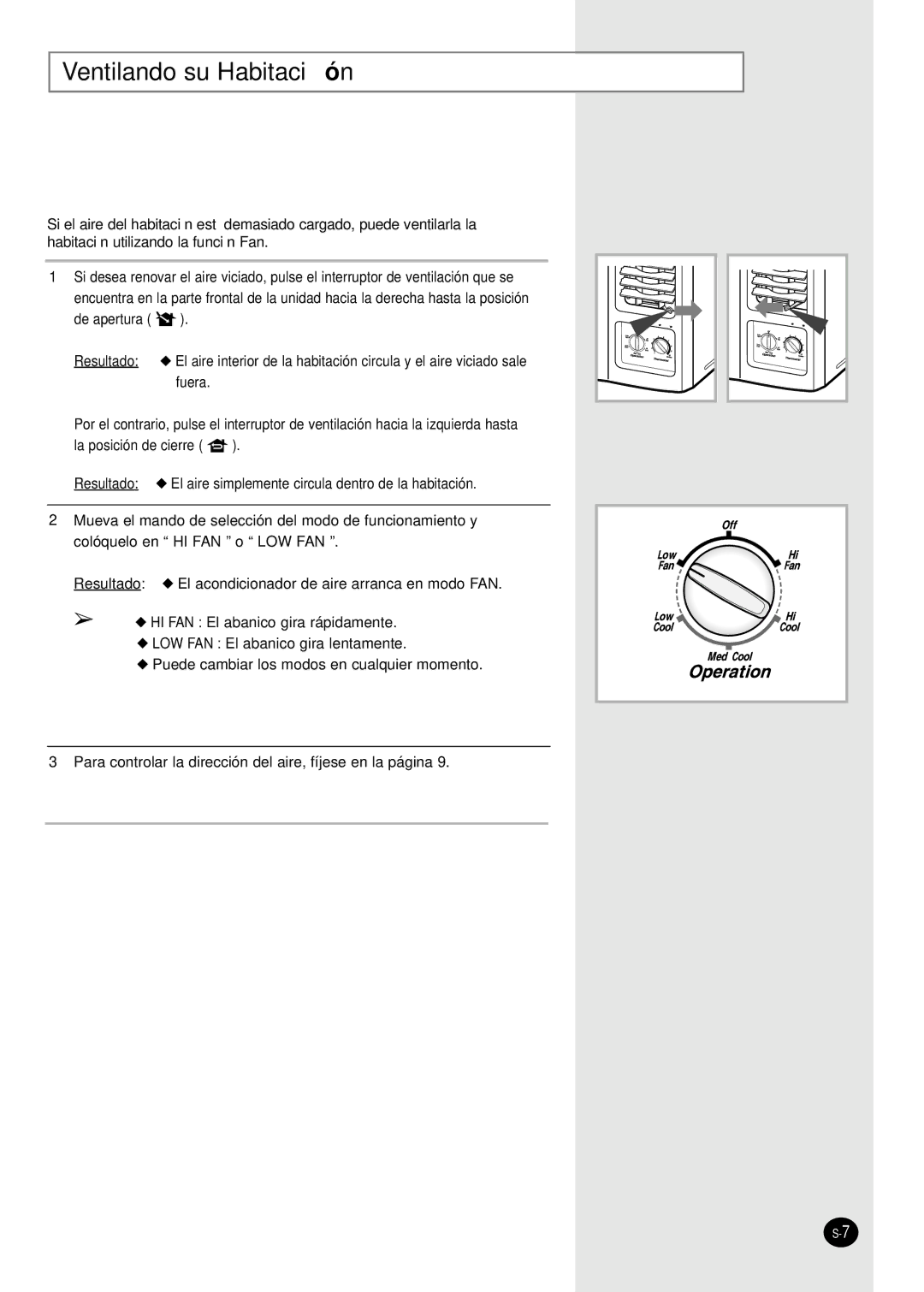 Samsung AW070AA, AW1400A, AW2410C, AW100AA, AW120AA, AW080AB, AW080AC manual Ventilando su Habitació n 