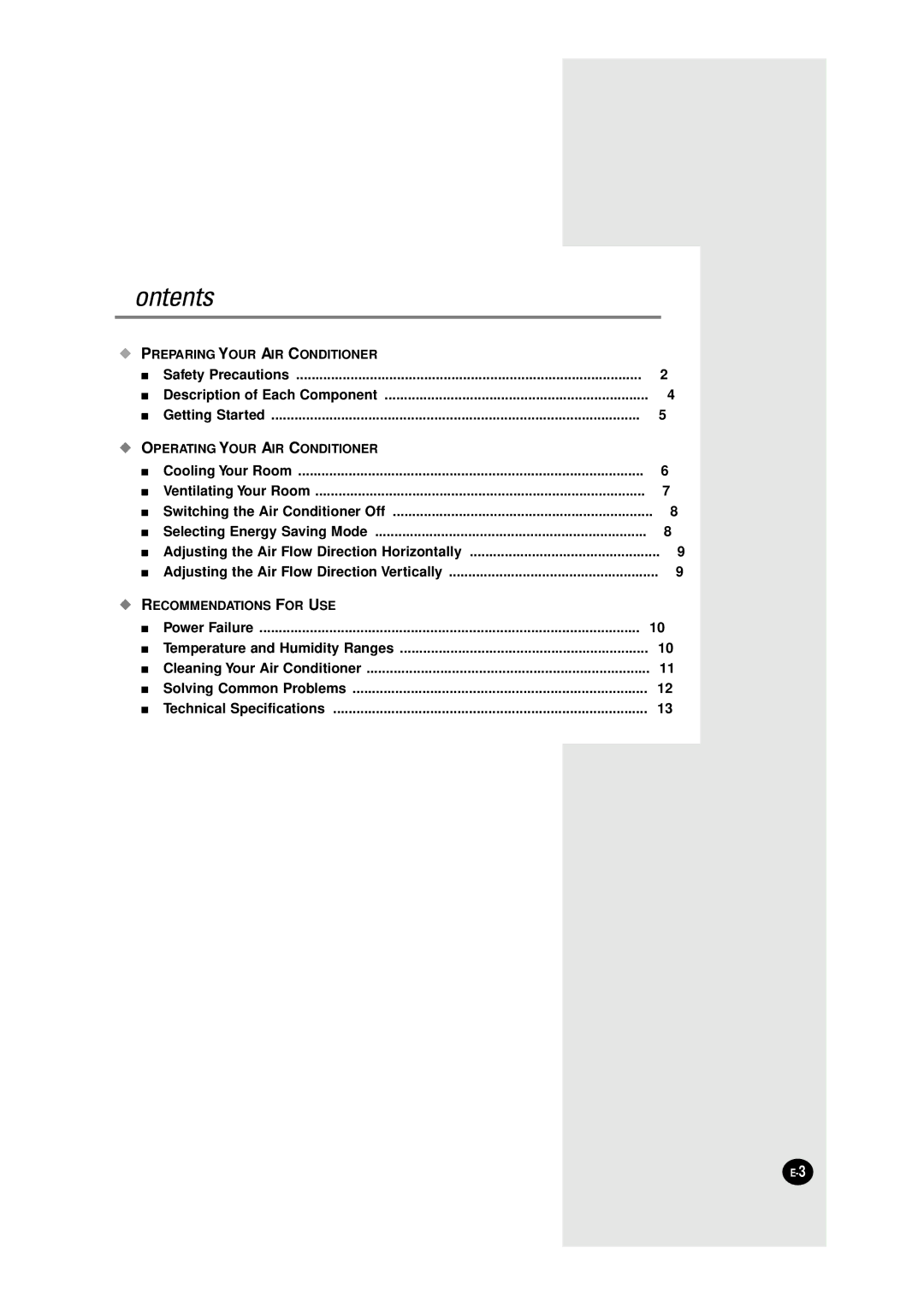 Samsung AW0750/AW0810, AW1800/AW1810, AW1010/AW1210 manual Contents 