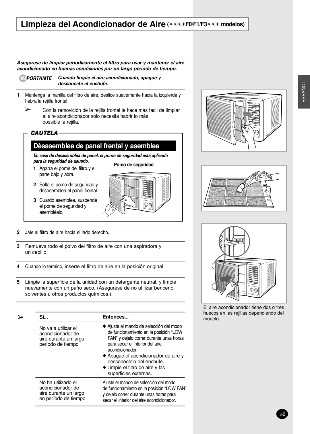 Samsung AW07F0(1)(3)NAA/AB/BA/BB/BC/CA/DA/DB/EA/EB/EC Dèsasemblea de panel frental y asemblea, possible la rejilla 