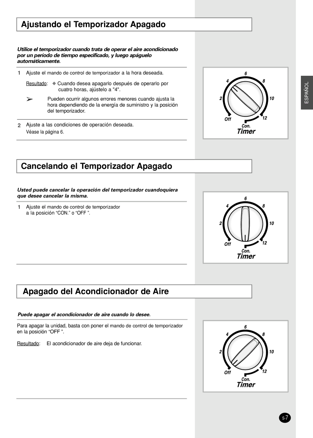 Samsung AW14F2MBA/DA/EA, AW07F2NBA/DE/EA Ajustando el Temporizador Apagado, Cancelando el Temporizador Apagado 