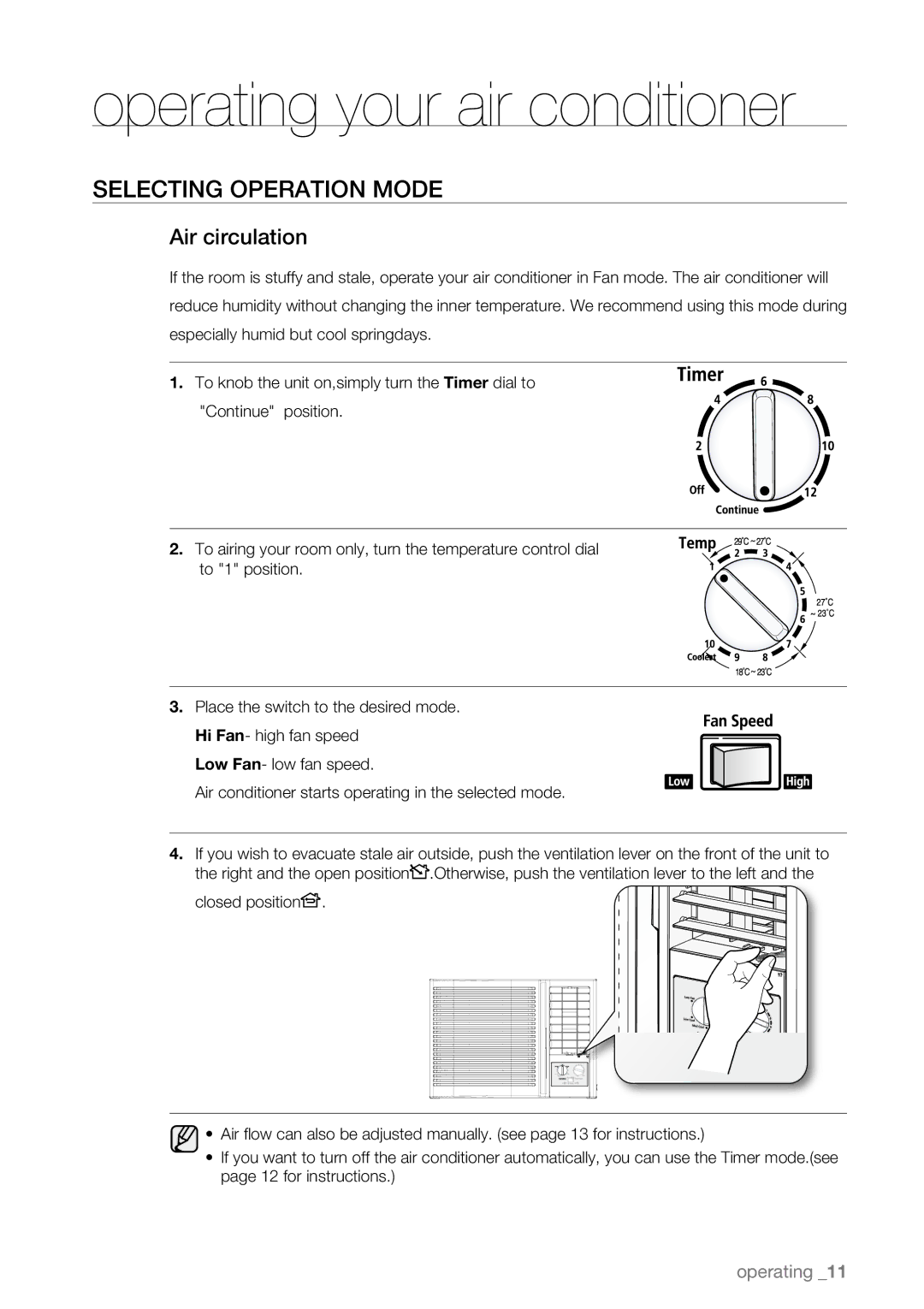 Samsung AW09L2, AW07L2 user manual Air circulation 