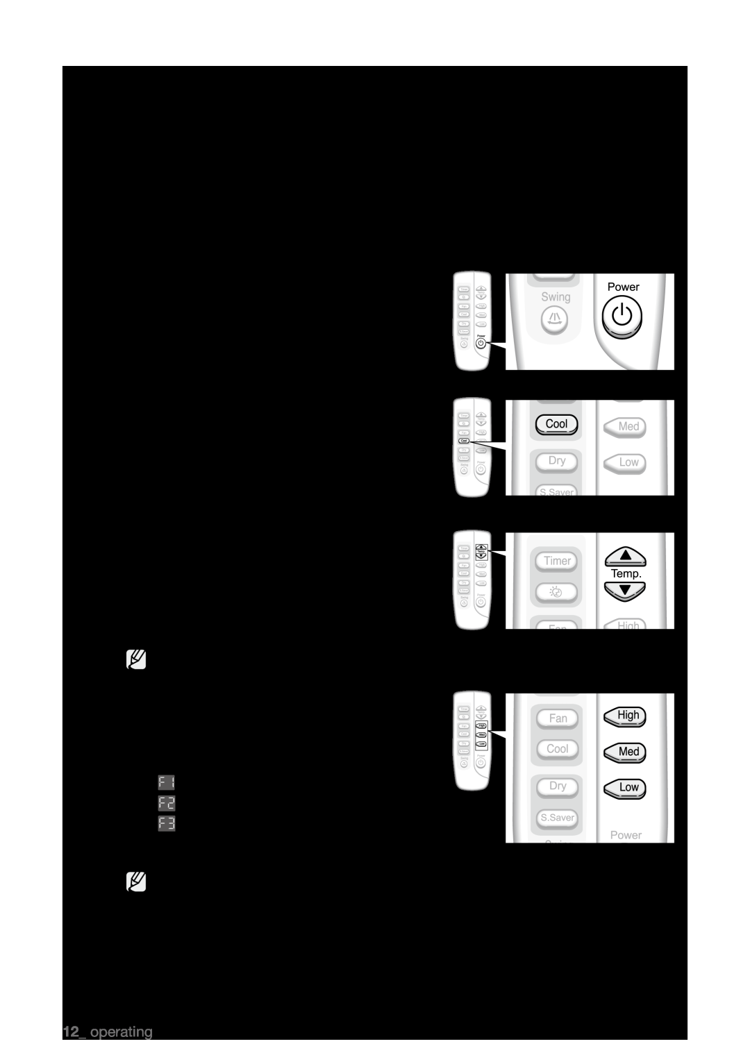 Samsung AW07LH Series, AW09LH Series user manual operating your air conditioner, SELECTING operation MODE, Cooling 
