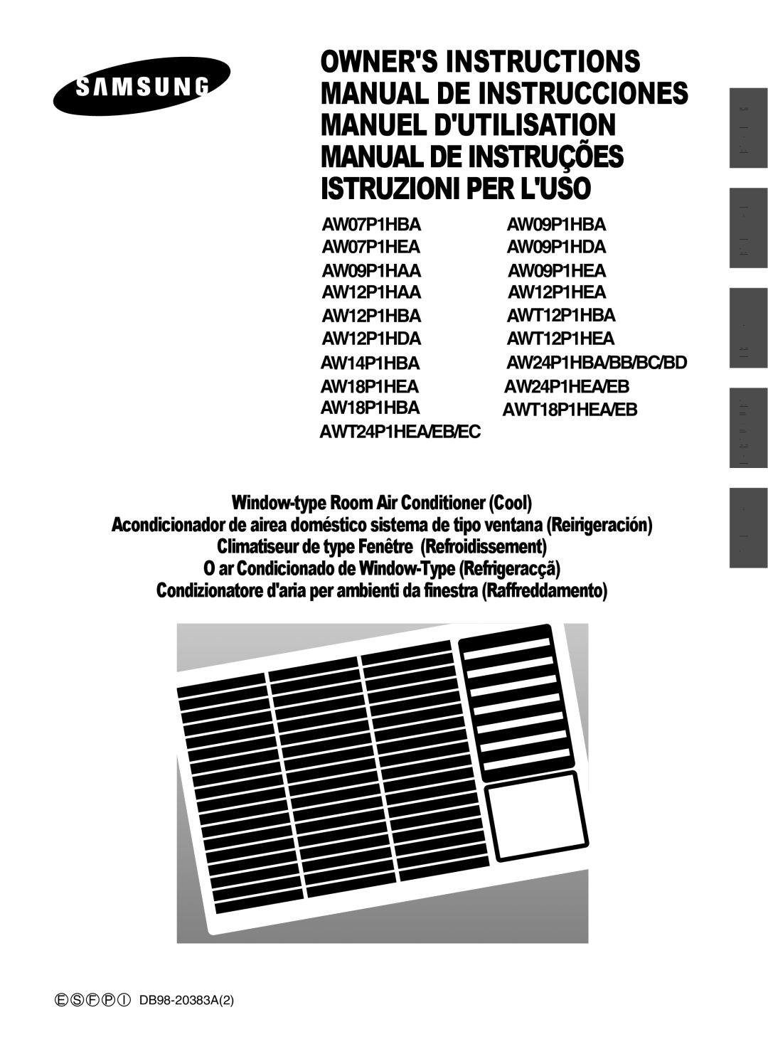 Samsung AW12P1HEA, AW07P1HBA, AW12P1HDA, AW12P1HAA, AW09P1HAA manuel dutilisation Manual DE Instrucciones Manuel Dutilisation 