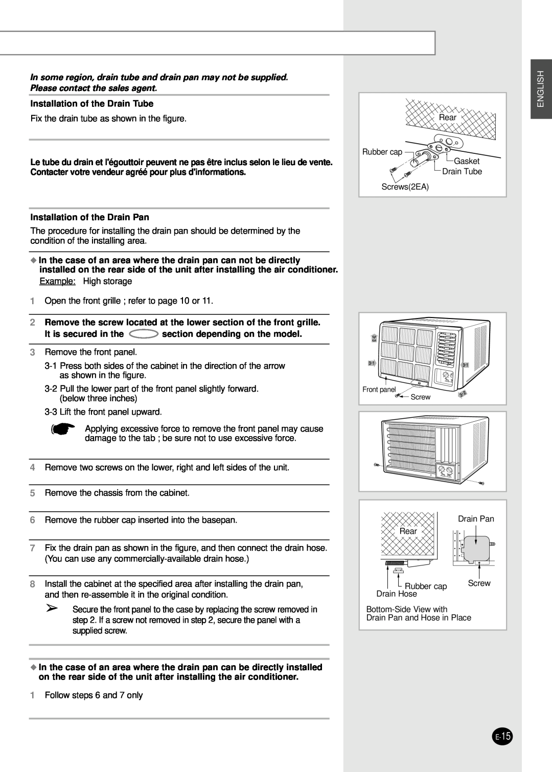 Samsung AW09A8SB manuel dutilisation Installation of the Drain Tube, English 