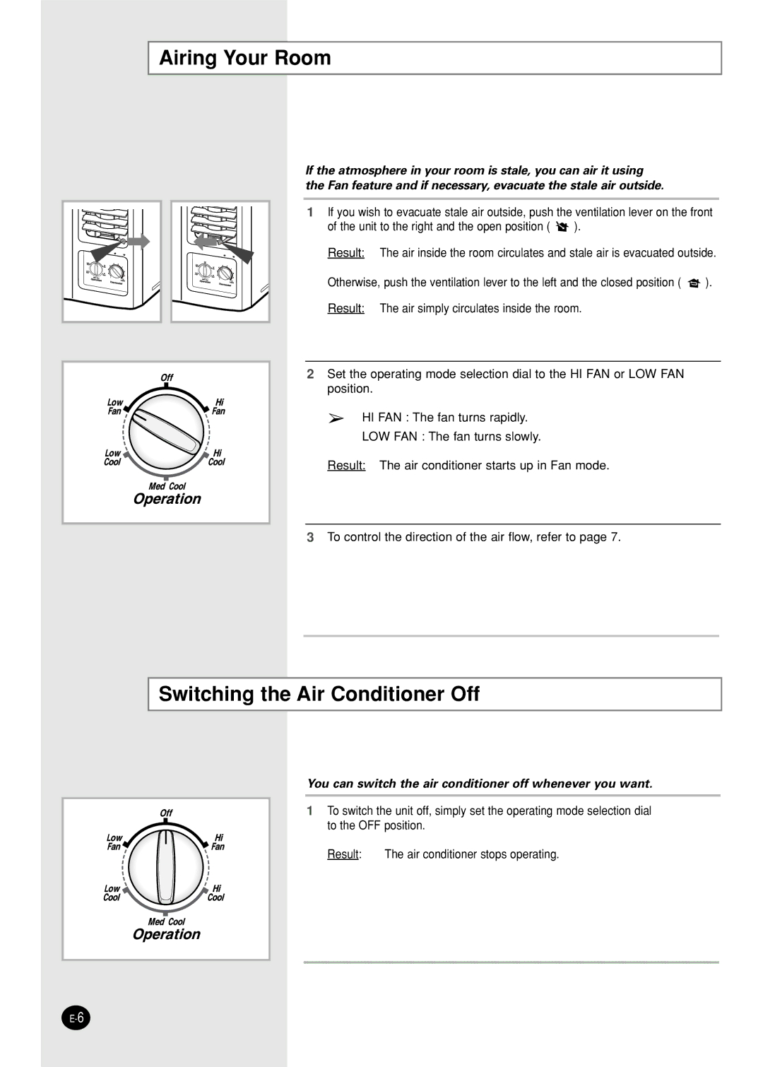 Samsung AW09F1NEA7/FMC manual Airing Your Room, Switching the Air Conditioner Off 