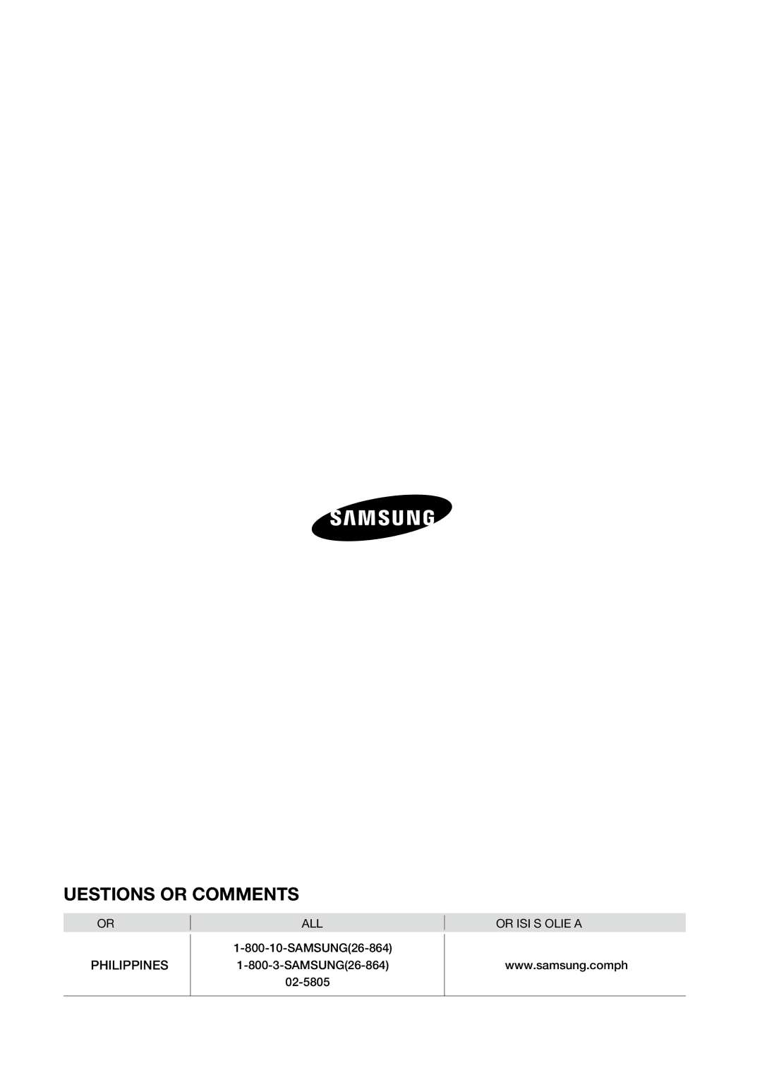 Samsung AW09L1 Series, AW07L1 Series user manual Questions or COMMENTS? 